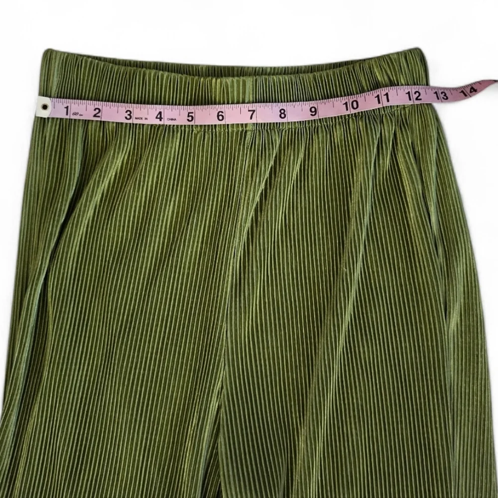 Green Pleated Matching Tube Top And Wide Leg Pants 2PC Set